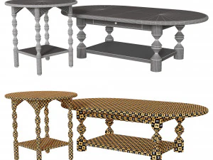 Lulu e Georgia - Mesa de centro e mesa lateral Topia oval Modelo 3D