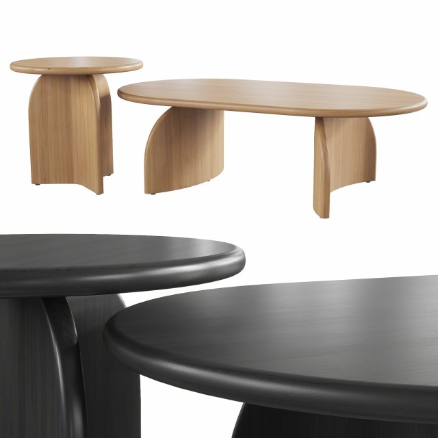 Lulu and Georgia Ada Oval Coffee Table and Side Table Natural 3D 모델 .c4d .max .obj .3ds .fbx .stl .blend 