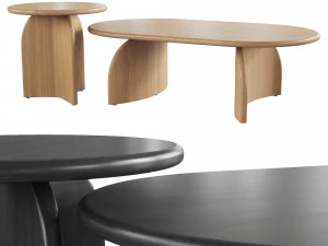 Lulu et Georgia Ada Table basse ovale et table d'appoint Naturel Modèle 3D