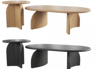 Lulu and Georgia Ada Oval Coffee Table and Side Table Natural 3D Model
