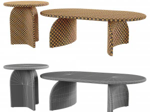 Lulu and Georgia Ada Oval Coffee Table and Side Table Natural 3D Model