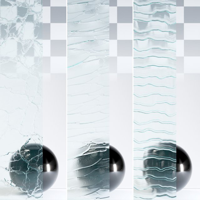 Glass 4K Materials V1-6 - 3 materials CG Textures .c4d .max .obj .3ds .fbx .stl .blend 