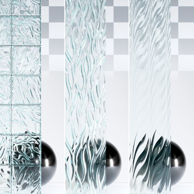 Glass 4K Materials V2-4 - 3 materials CG Textures .c4d .max .obj .3ds .fbx .stl .blend 