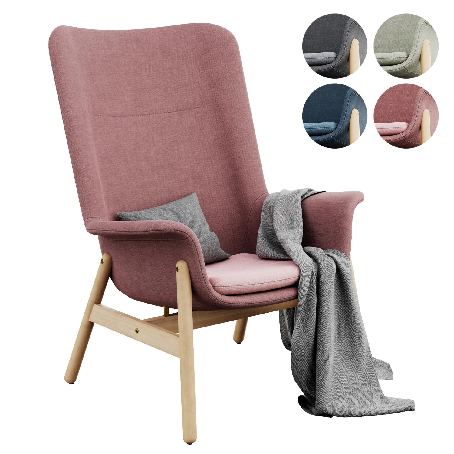 IKEA VEDBO Armchair with high backrest 3D Model .c4d .max .obj .3ds .fbx .stl .blend