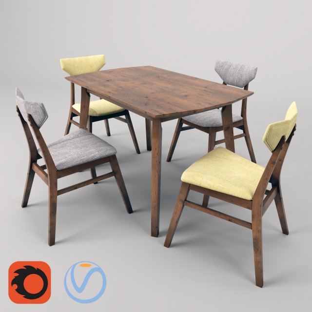 dining set magni 3D Model .c4d .max .obj .3ds .fbx .stl .blend 