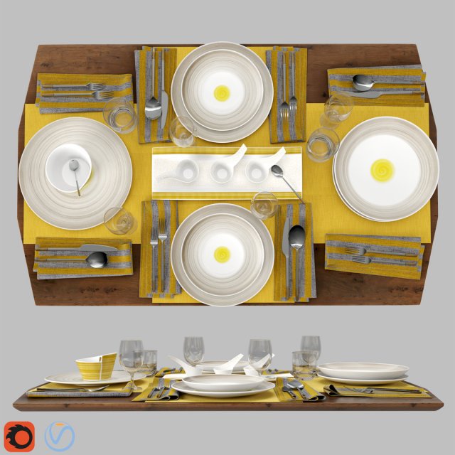 table setting villeroy boch 3D मॉडल .c4d .max .obj .3ds .fbx .stl .blend 