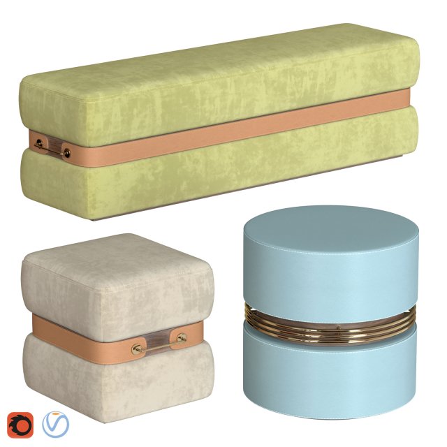 set ottomans mezzo collection 3D 模型 .c4d .max .obj .3ds .fbx .stl .blend 