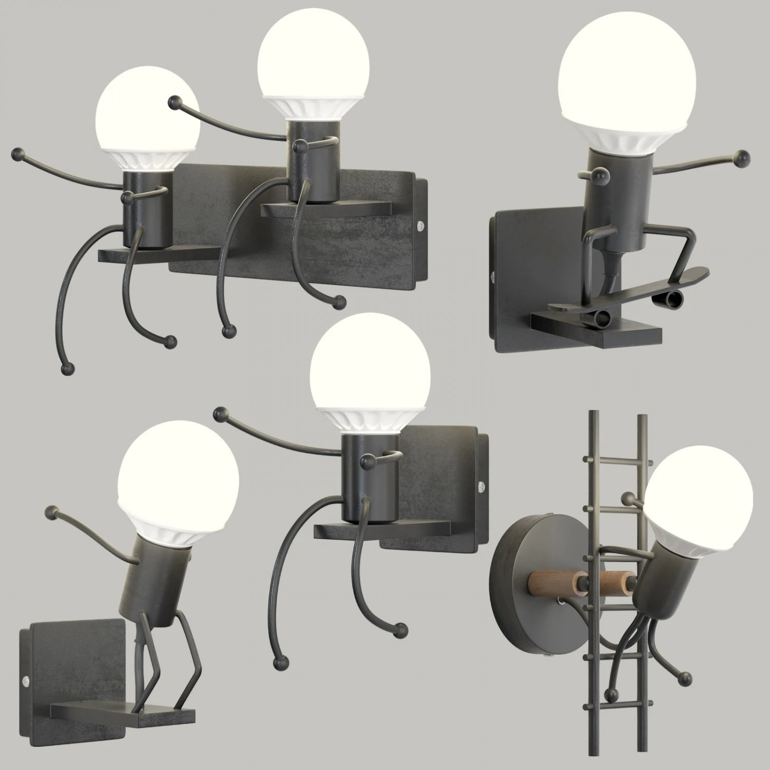 creative little man lamp 3D Model .c4d .max .obj .3ds .fbx .stl .blend 