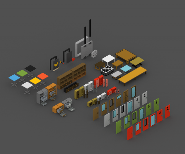 voxelpack - furniture 3D Модель .c4d .max .obj .3ds .fbx .stl .blend 