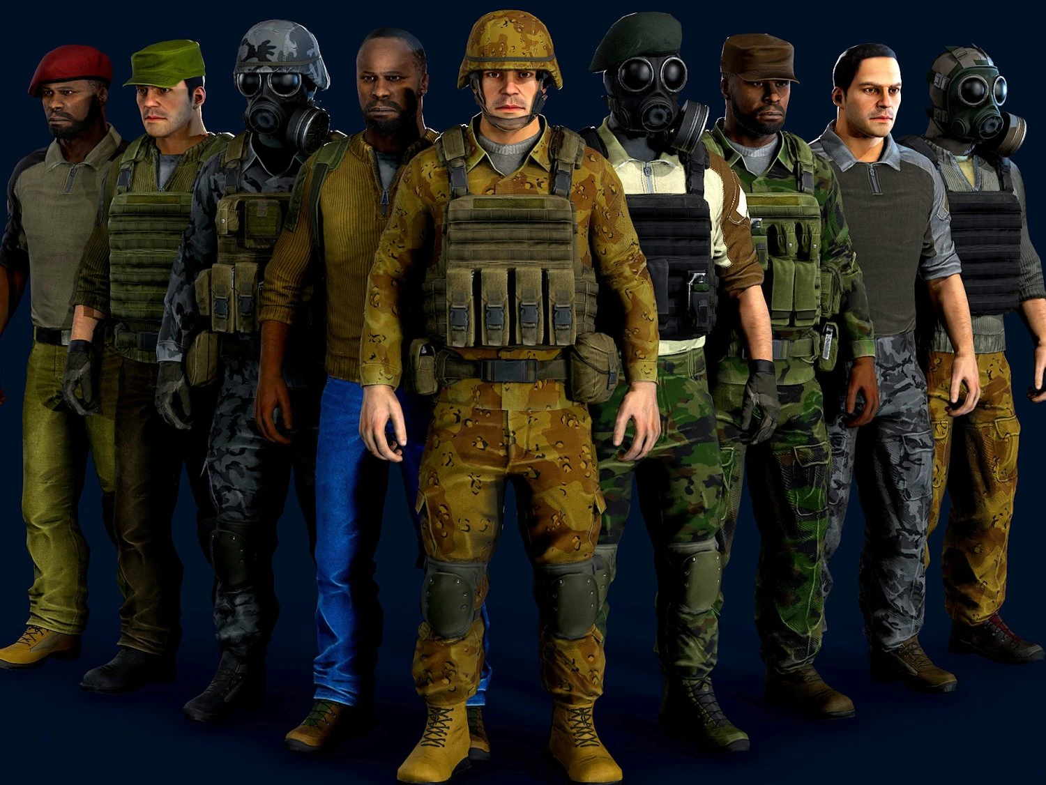 personagem militar modular Modelo 3D .c4d .max .obj .3ds .fbx .stl .blend 
