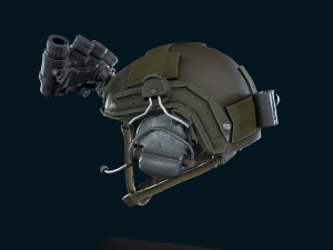 Military helmet with night vision goggles 3D Model