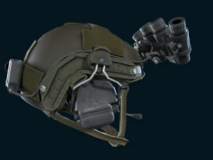 Military helmet with night vision goggles 3D Model