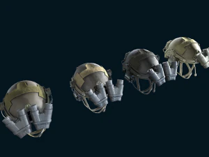 Military helmet with night vision goggles 3D Model