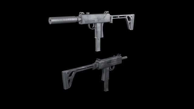 Submachine-gun 3D-Modell .c4d .max .obj .3ds .fbx .stl .blend 