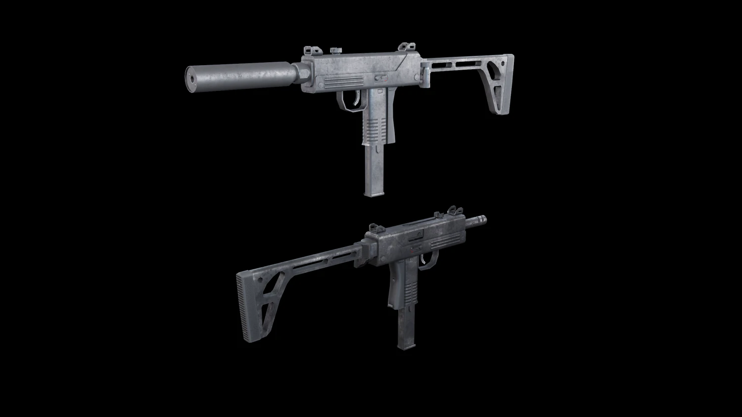 Submachine-gun 3D Model .c4d .max .obj .3ds .fbx .stl .blend 