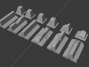 barreira de concreto e dentes de drag&atilde;o para jogos de guerra Modelo de Impressão 3D