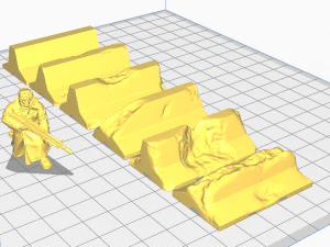 concrete barrier and dragon teeth for wargames 3D Print Model