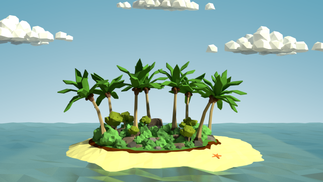 low poly desert island Modello 3D .c4d .max .obj .3ds .fbx .stl .blend 