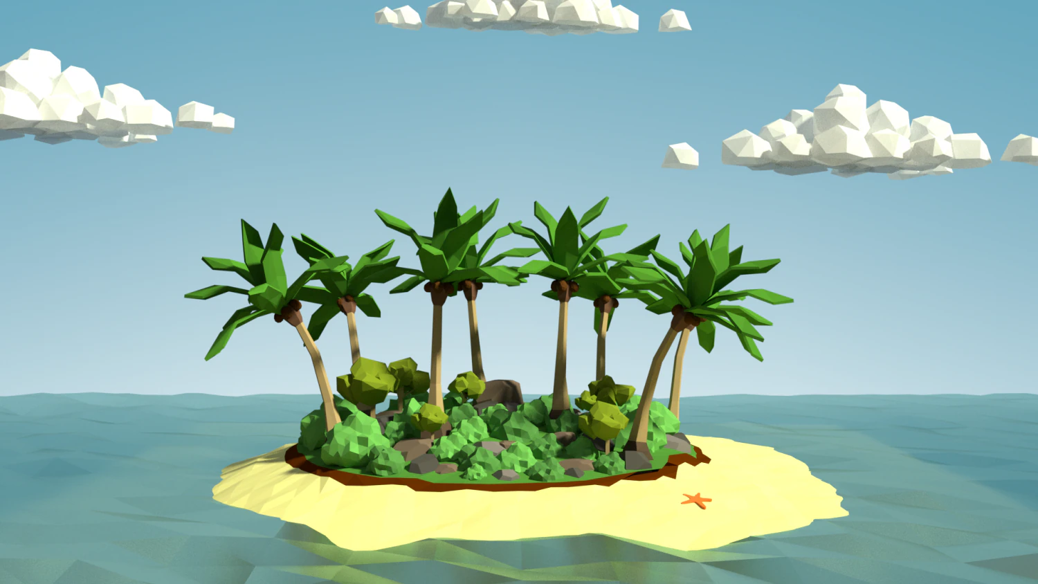 low poly desert island 3D Model .c4d .max .obj .3ds .fbx .stl .blend 