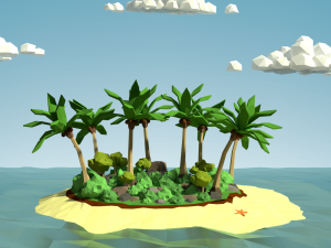 low poly desert island 3D Model