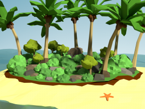 low poly desert island Modello 3D