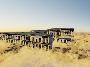 dawn in the misty city Modèle 3D