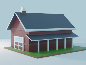 low poly farmhouses pack 3D Model