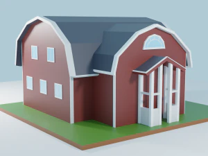 low poly farmhouses pack 3D Model