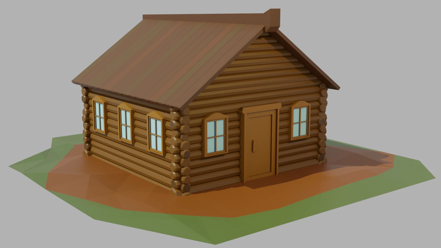 cartoon low-poly wooden house 3D Model .c4d .max .obj .3ds .fbx .stl .blend 