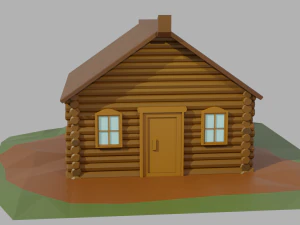 cartoon low-poly wooden house 3D Model
