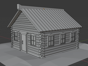 cartoon low-poly wooden house Model 3D
