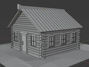 cartoon low-poly wooden house 3D Model