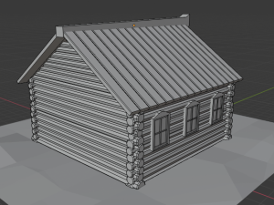 cartoon low-poly wooden house Model 3D