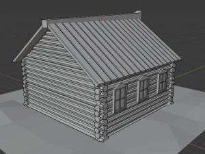 cartoon low-poly wooden house 3D Model