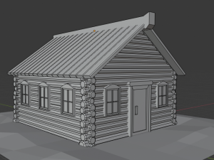 cartoon low-poly wooden house Model 3D