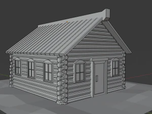 cartoon low-poly wooden house 3D Model