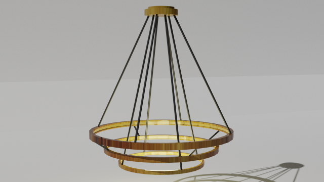 modern circular gold chandelier Modelo 3D .c4d .max .obj .3ds .fbx .stl .blend 