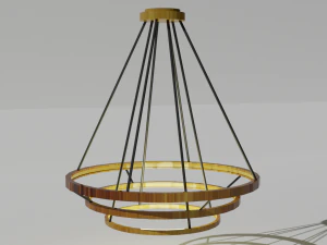 modern circular gold chandelier 3D Model
