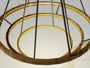 modern circular gold chandelier 3D Model