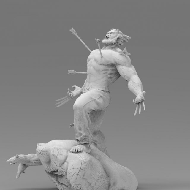 wolverine statue 3D 프린트 모델 .c4d .max .obj .3ds .fbx .stl .blend 