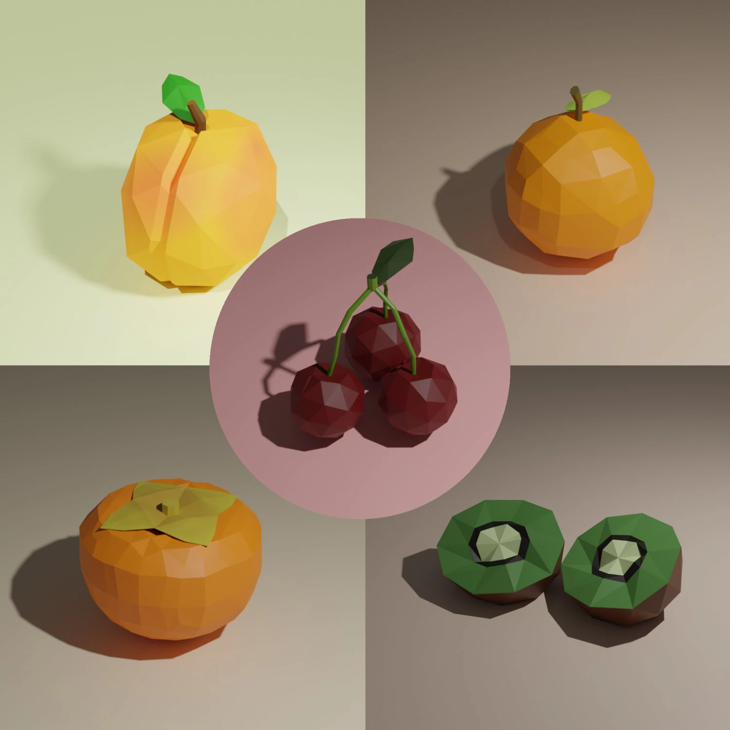 low poly fruits pack-1 3D Model .c4d .max .obj .3ds .fbx .stl .blend