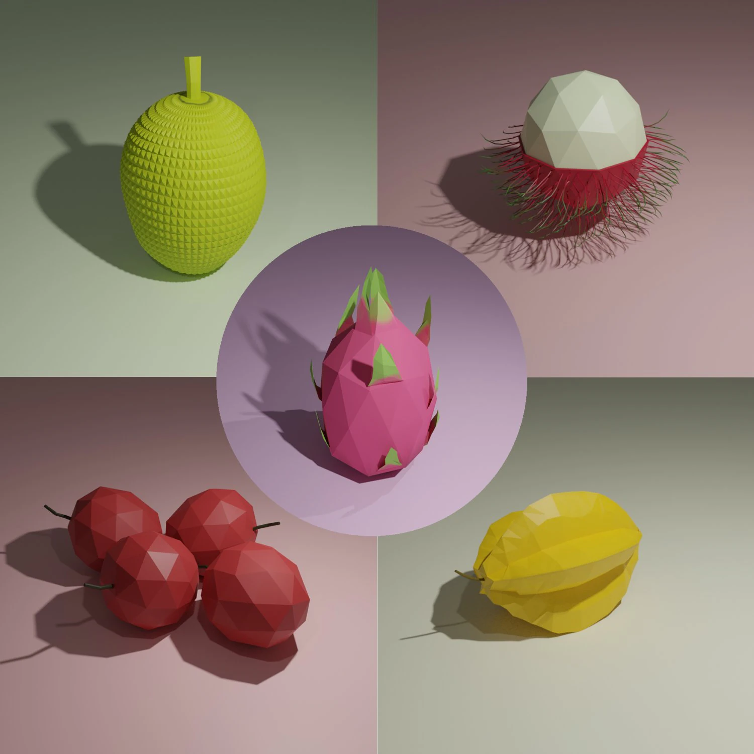 low poly fruits pack-2 3D Model .c4d .max .obj .3ds .fbx .stl .blend 