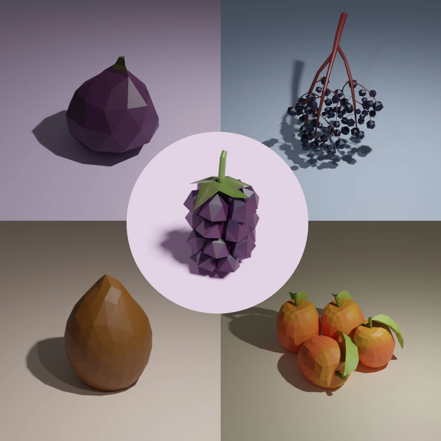 low poly fruits pack-3 3D Model .c4d .max .obj .3ds .fbx .stl .blend 