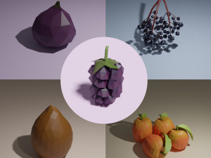 low poly fruits pack-3 Modelo 3D