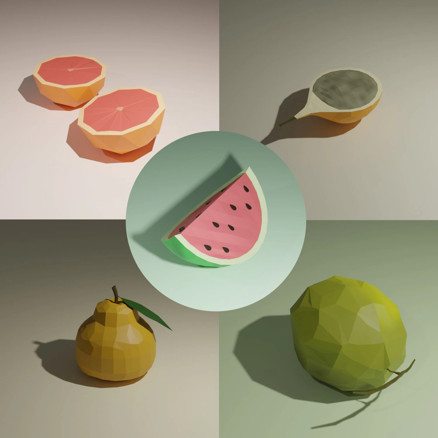 low poly fruits pack-4 3D Model .c4d .max .obj .3ds .fbx .stl .blend 
