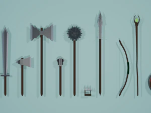 pacote de a&ccedil;o baixo poli Modelo 3D