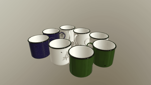 set of mugs 3D 模型 .c4d .max .obj .3ds .fbx .stl .blend 