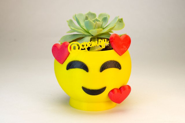 emoji in love flower pot 3D Print Model .c4d .max .obj .3ds .fbx .stl .blend 