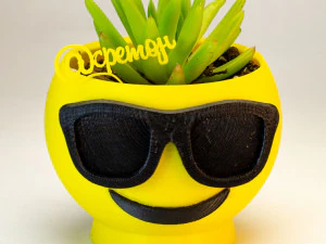 sunglasses emoji flower pot 3D Print Model