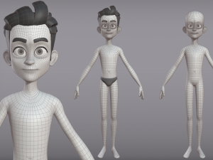male and female cartoon characters base mesh Model 3D